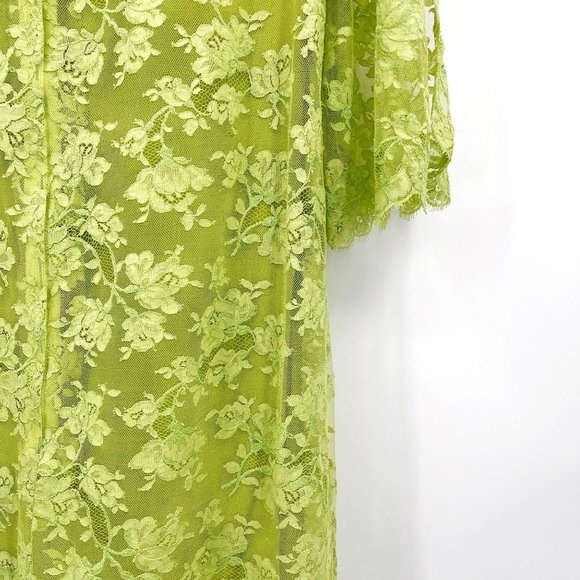 Vintage 60s Neal McClintock Chartreuse Green Lace Midi Shift Dress Womens Size M - Picture 3 of 13